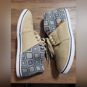 VANS Aztec High Top Shoes Blue Beige Off The Wall Chukka Size 8.5 Women's